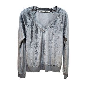 Michael Stars Crushed Velvet Womens Size S Gray Long Sleeves Pullover Top
